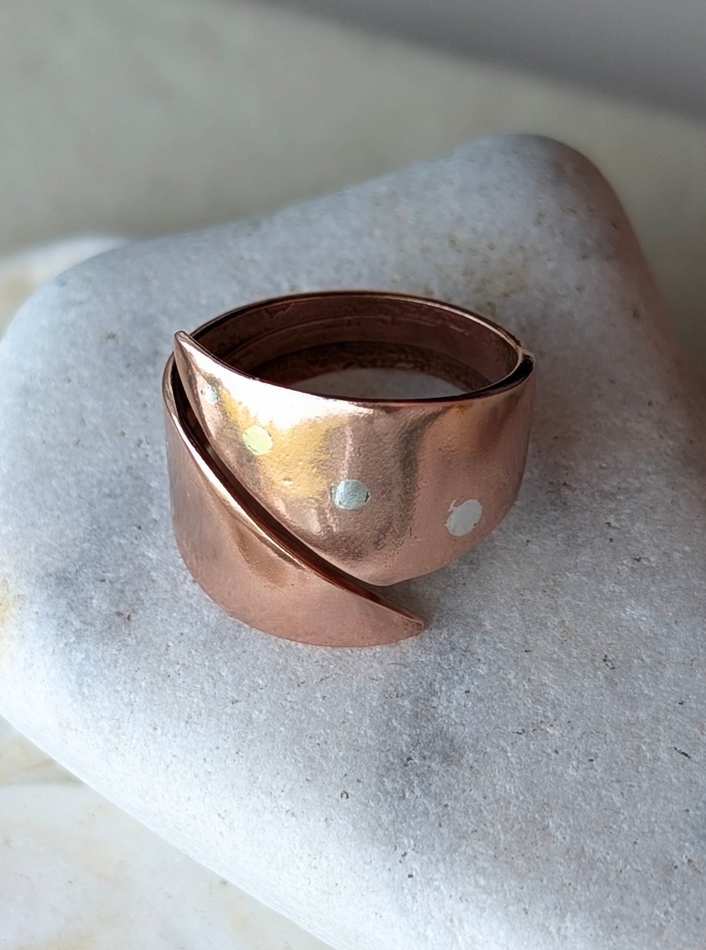 Unisex Washed-up Copper Adjustable Ring - all-sex / men's / women's
