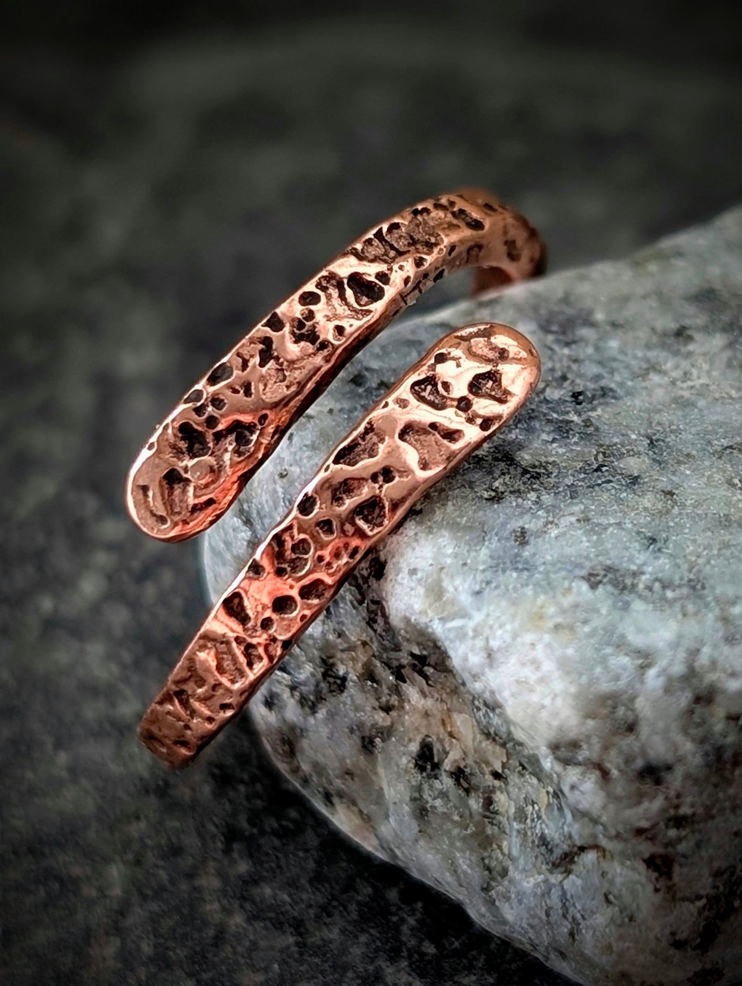 Textured Copper Adjustable Ring