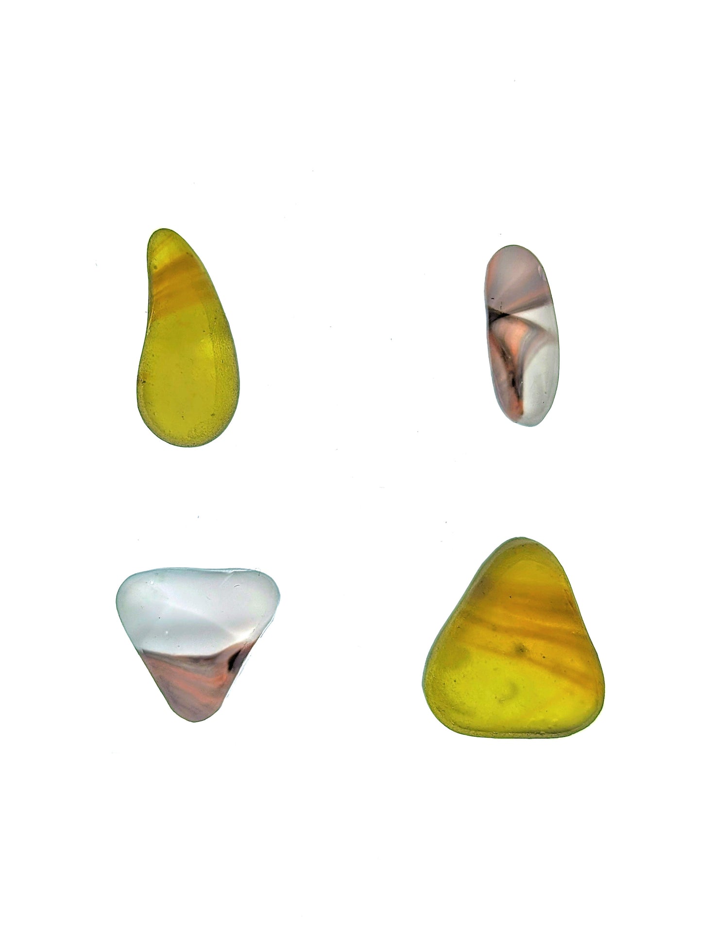 "Mossy Multis" odd pairs: Hand-shaped Edinburgh Sea-Pieces - Sea Glass & Sea Pottery