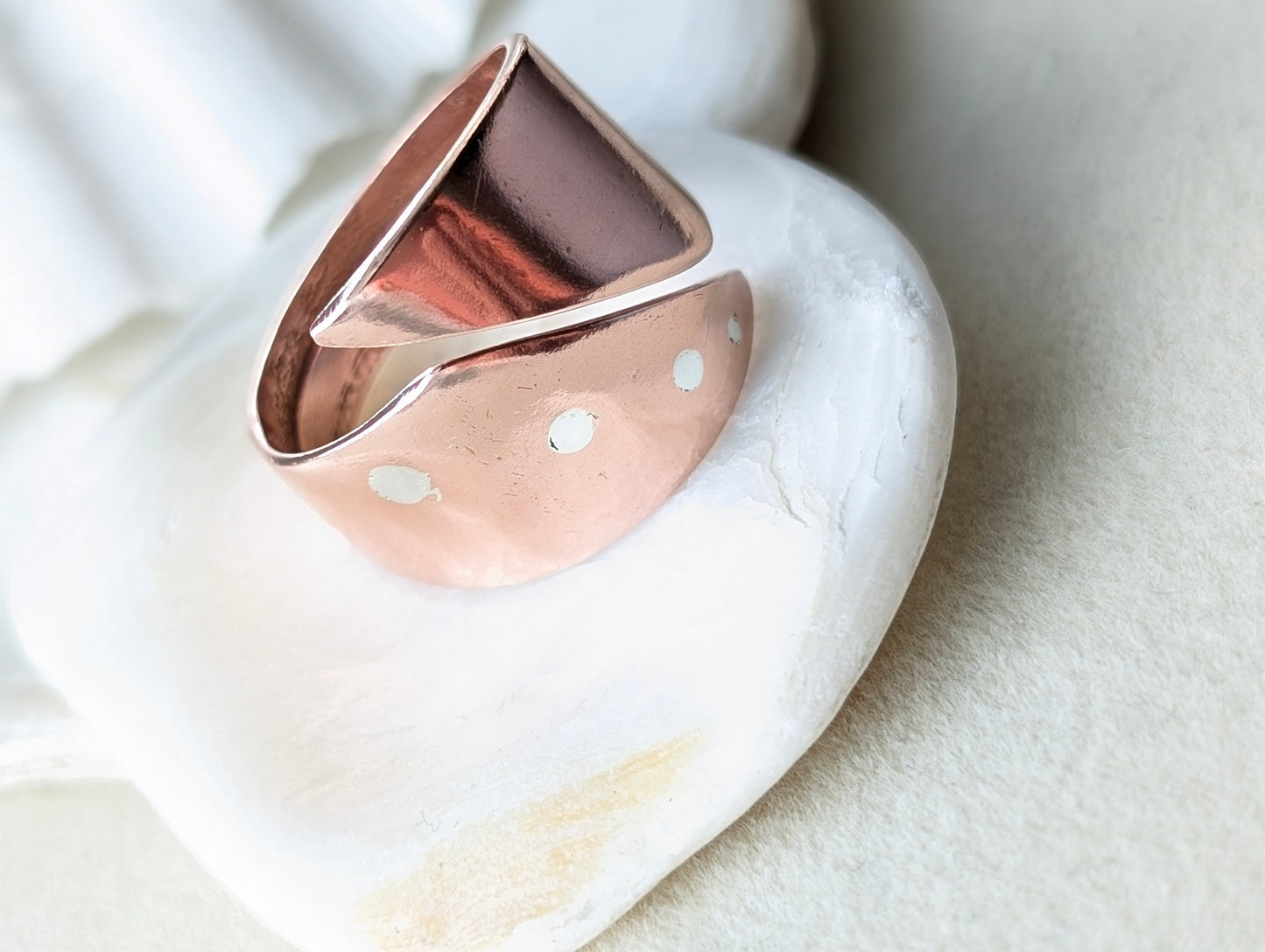 Unisex Washed-up Copper Adjustable Ring - all-sex / men's / women's