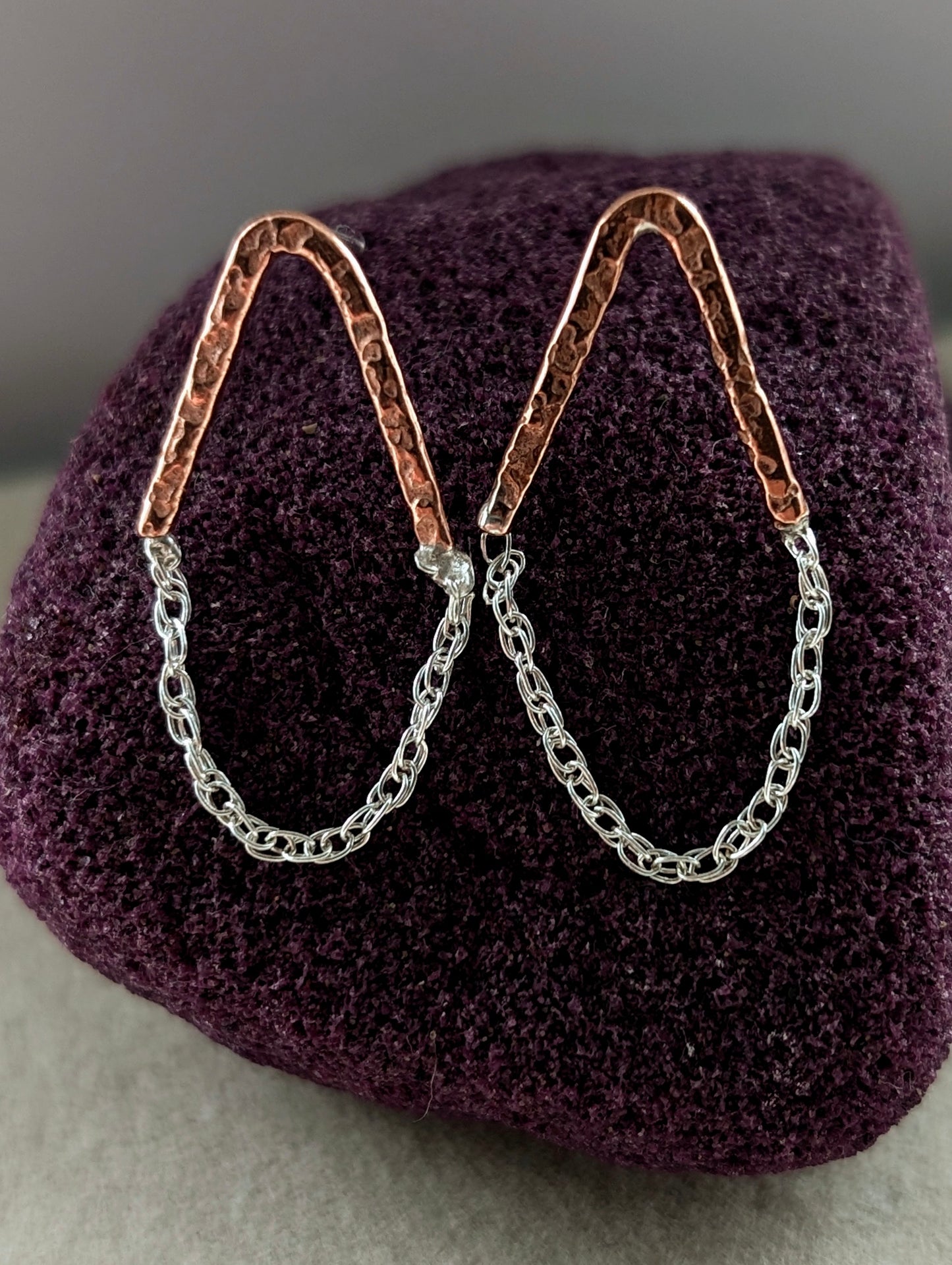 Found Copper and Sterling Silver Earrings