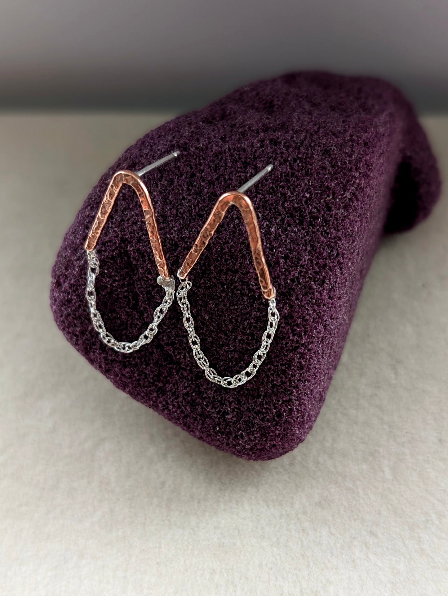 Found Copper and Sterling Silver Earrings