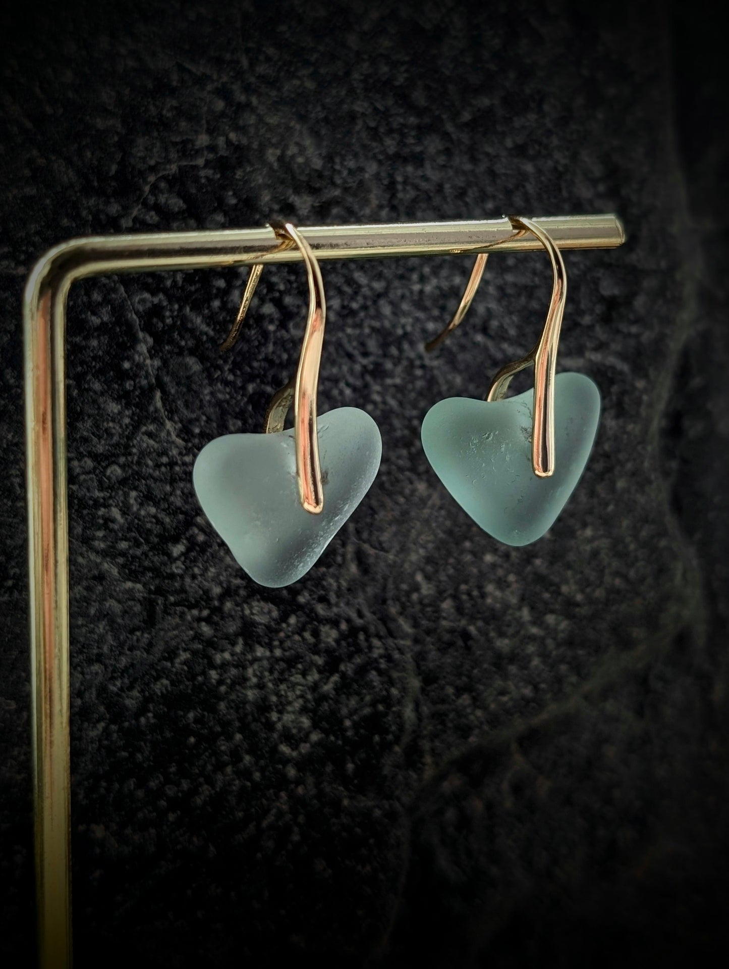 Gold Plated Edinburgh Sea Glass Heart Earrings
