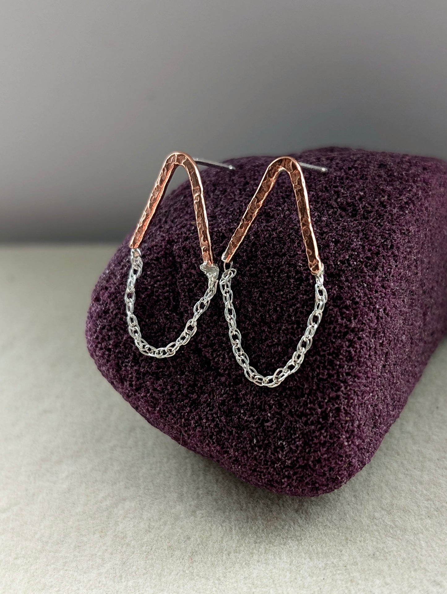 Found Copper and Sterling Silver Earrings