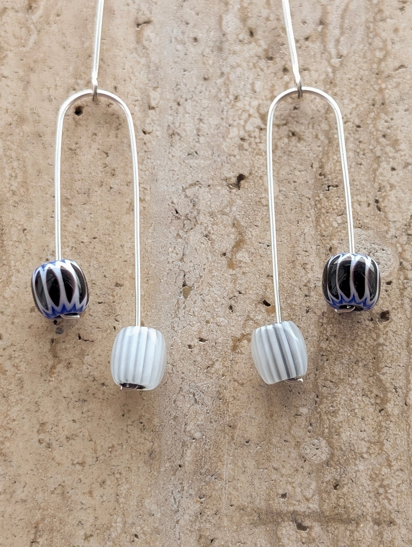 Sterling Silver Earrings with Glass Beads