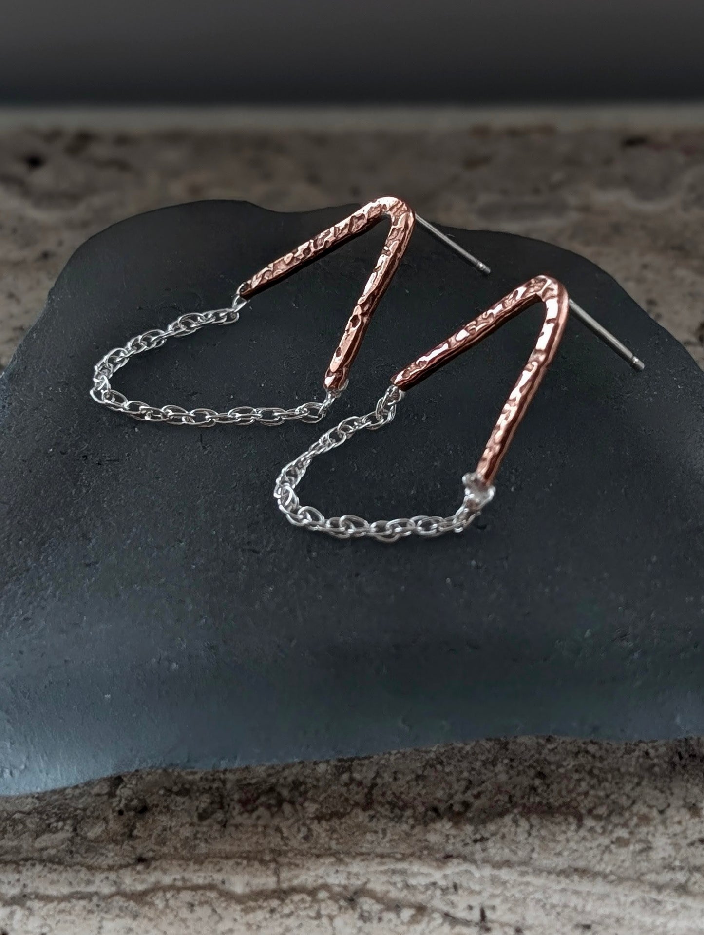 Found Copper and Sterling Silver Earrings