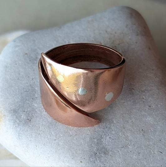 Unisex Washed-up Copper Adjustable Ring - all-sex / men's / women's