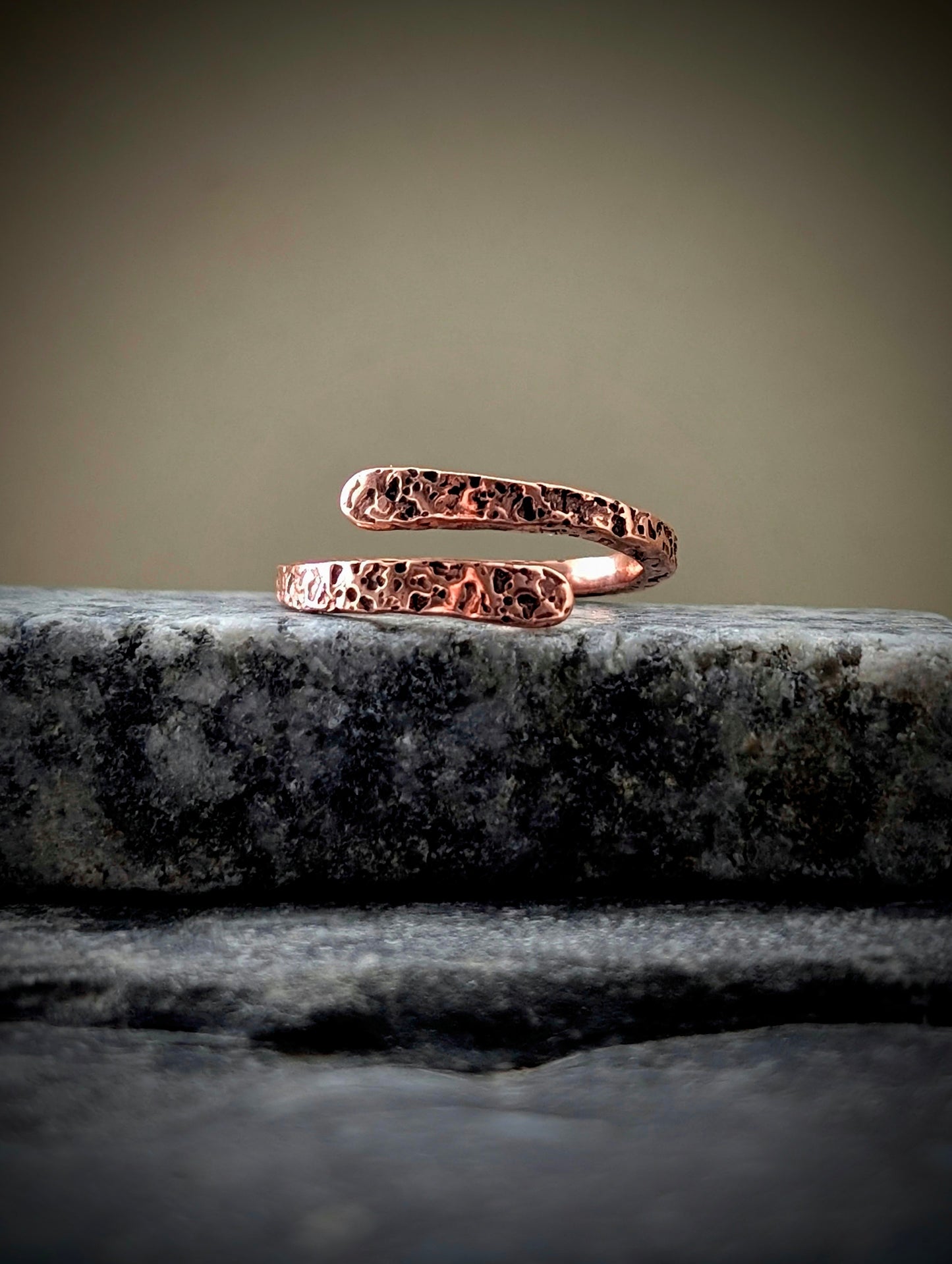 Textured Copper Adjustable Ring