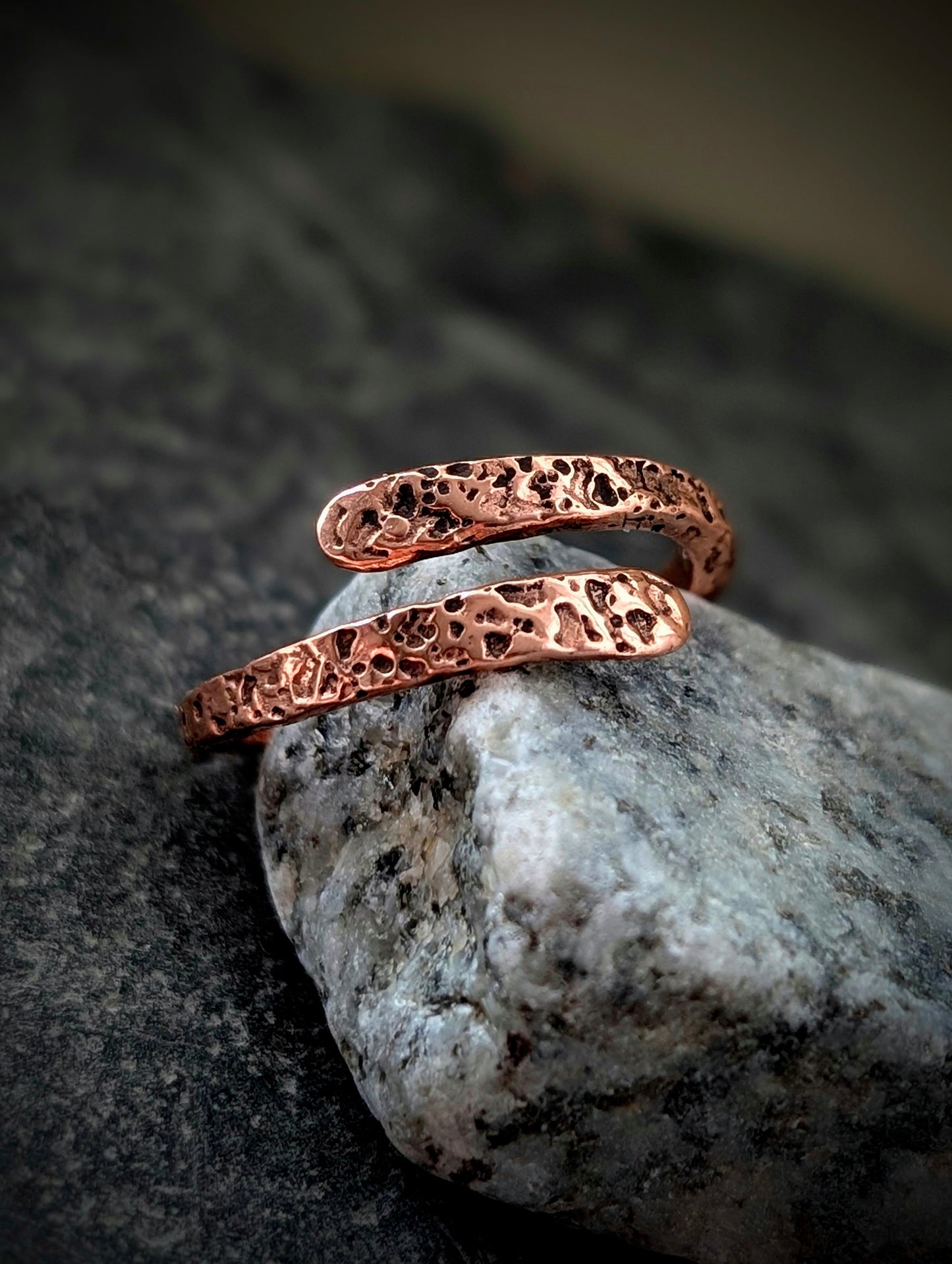 Textured Copper Adjustable Ring
