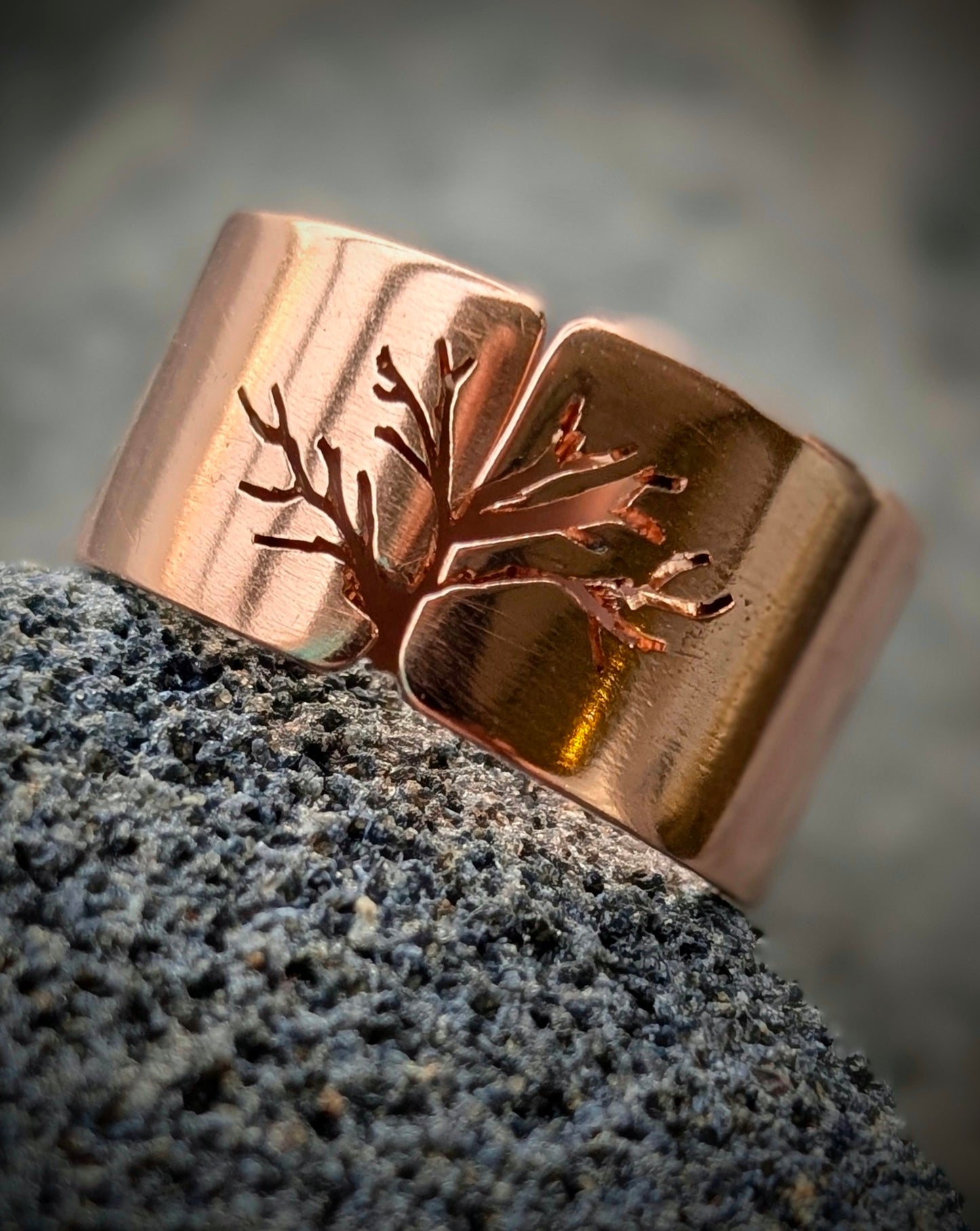 Men's Washed-up copper "Tree of Life" Adjustable Ring