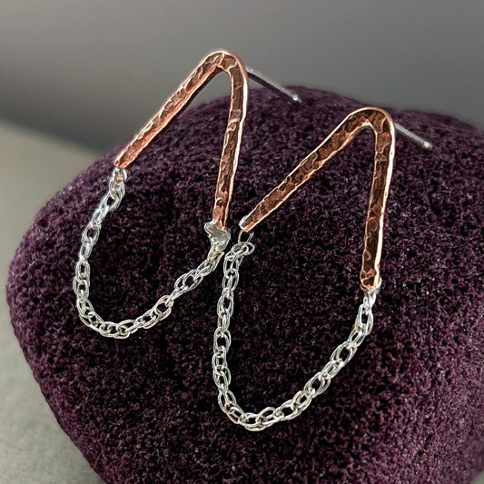 Found Copper and Sterling Silver Earrings