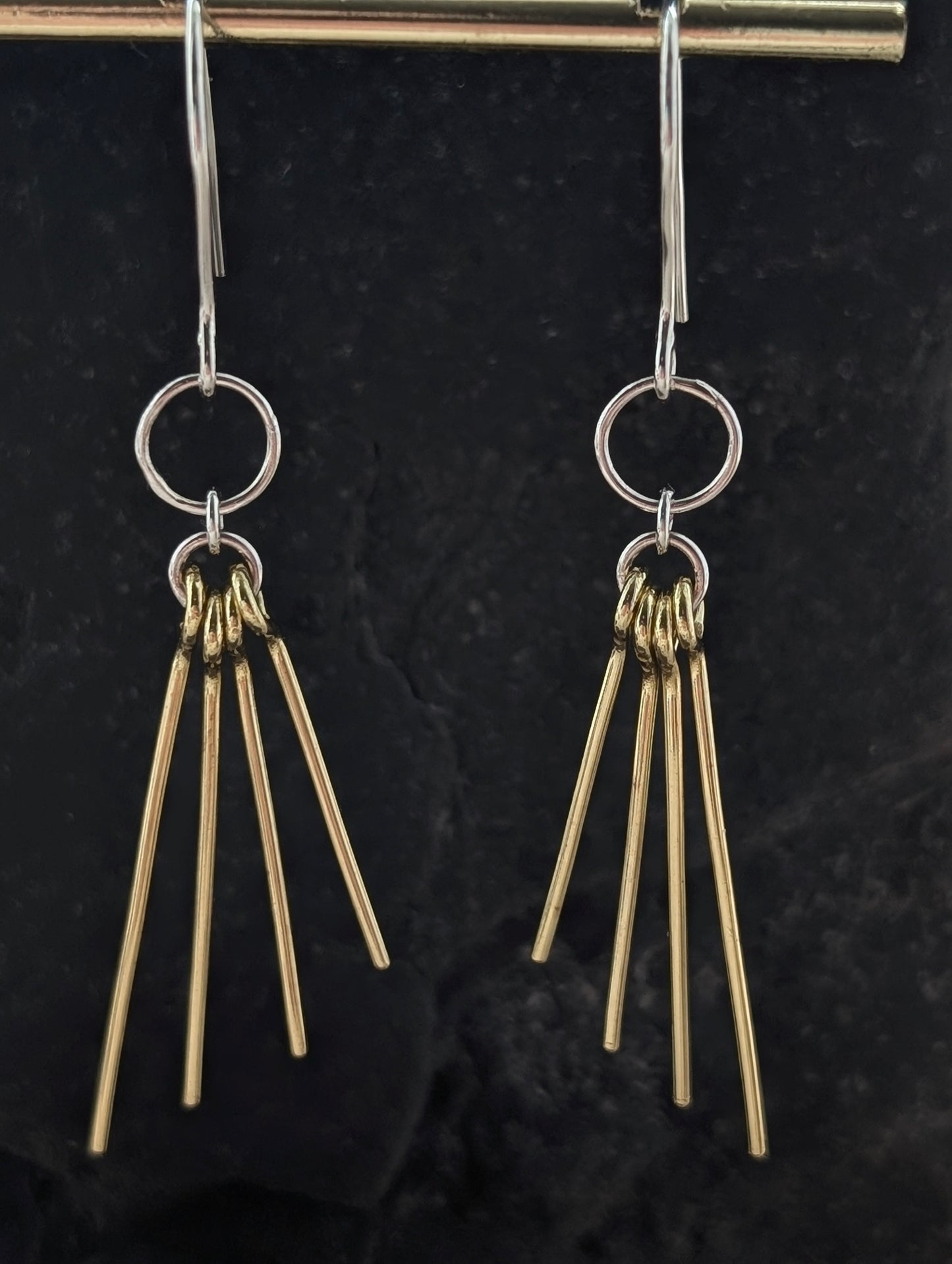 Sterling Silver & Brass Sun Ray Earrings