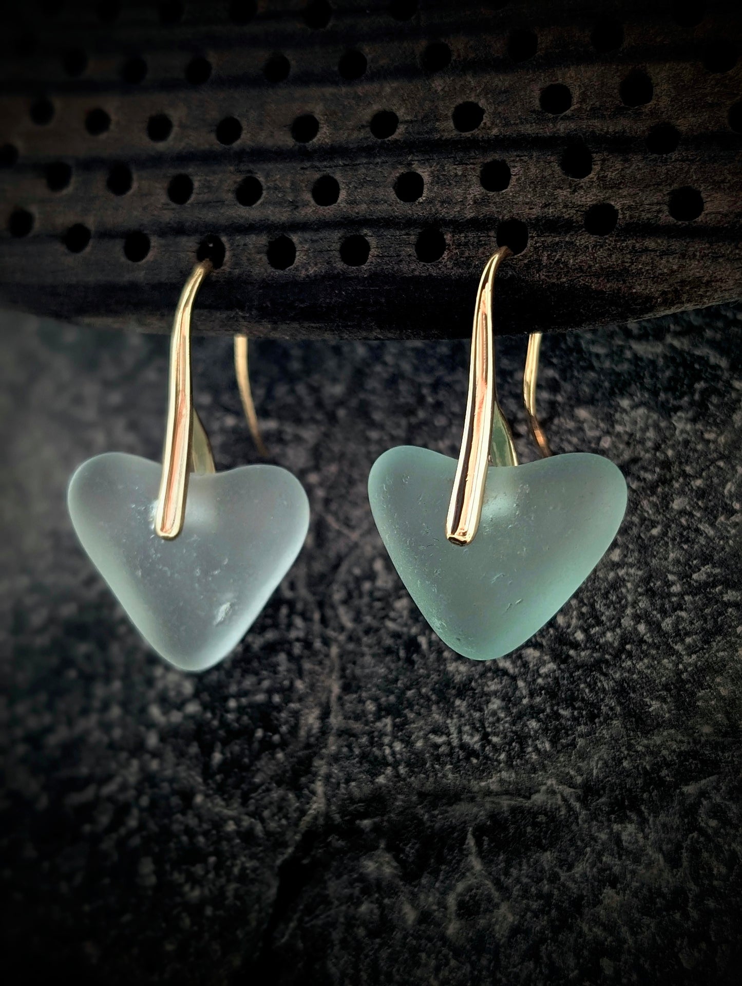 Gold Plated Edinburgh Sea Glass Heart Earrings