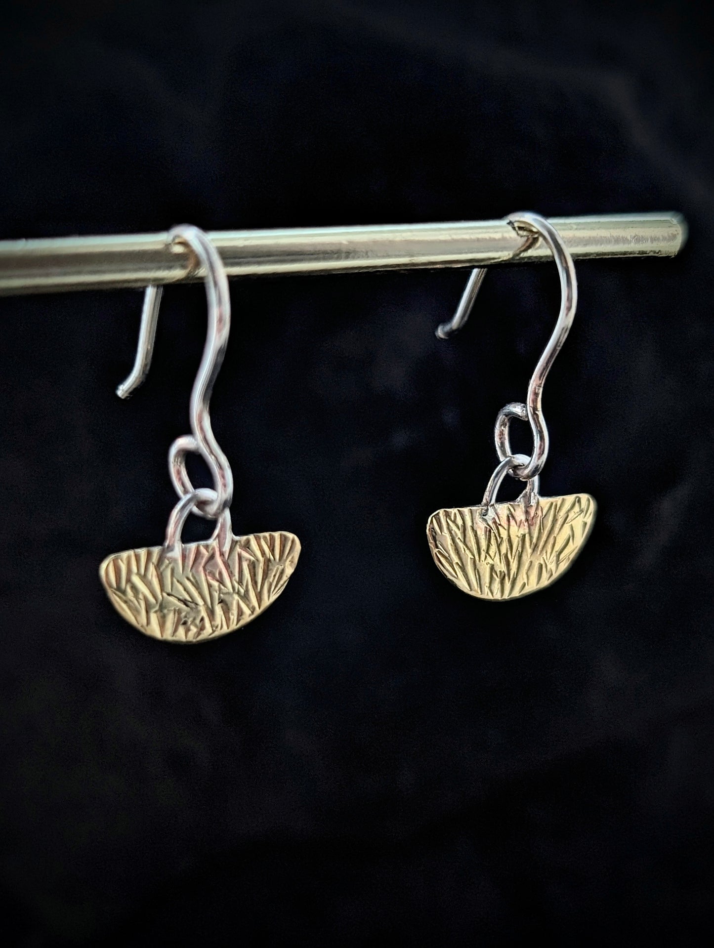 Stamped Scrap Brass & Sterling Silver Earrings