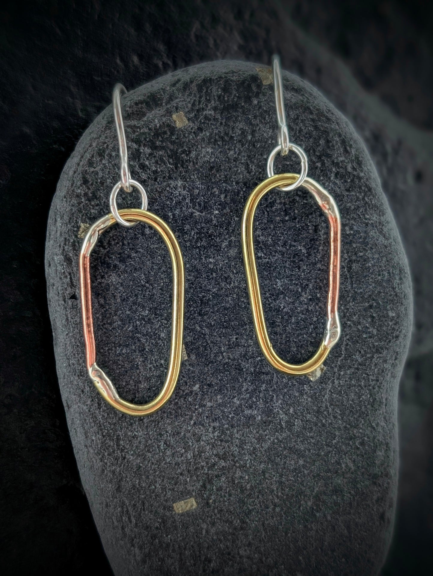 Mixed-Metal Hoop Earrings with Sterling Silver, Salvaged Brass & Washed-up Copper