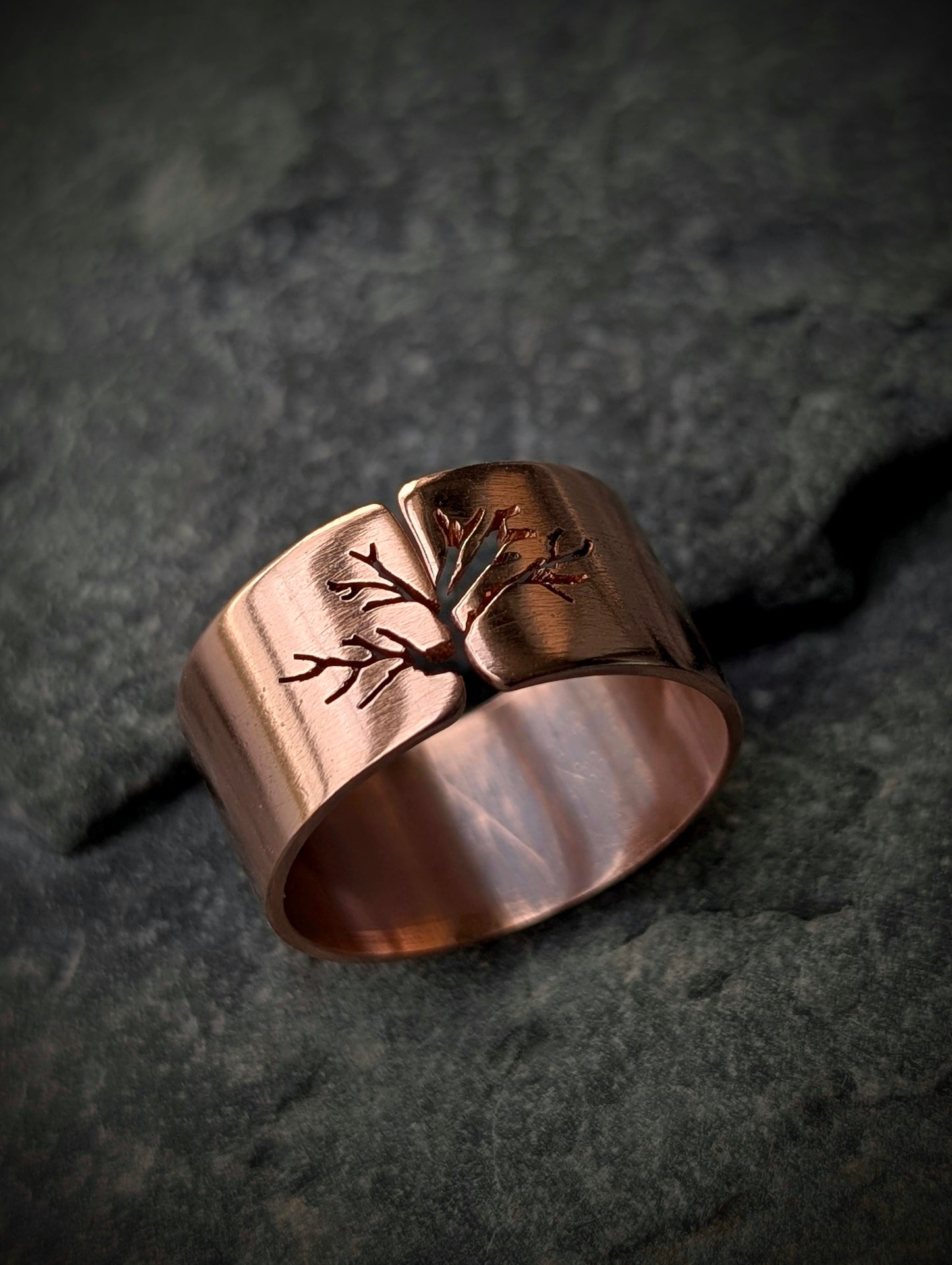 Men's Washed-up copper "Tree of Life" Adjustable Ring