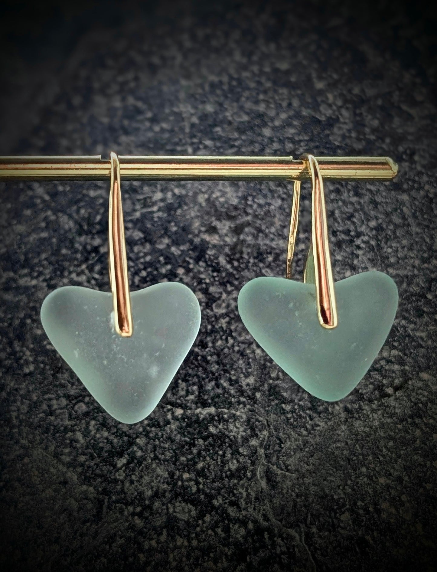 Gold Plated Edinburgh Sea Glass Heart Earrings