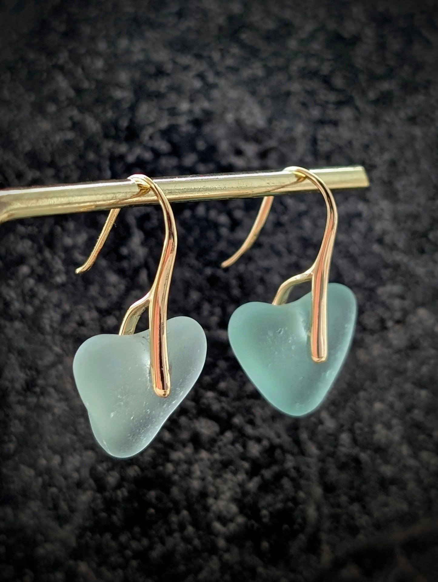 Gold Plated Edinburgh Sea Glass Heart Earrings