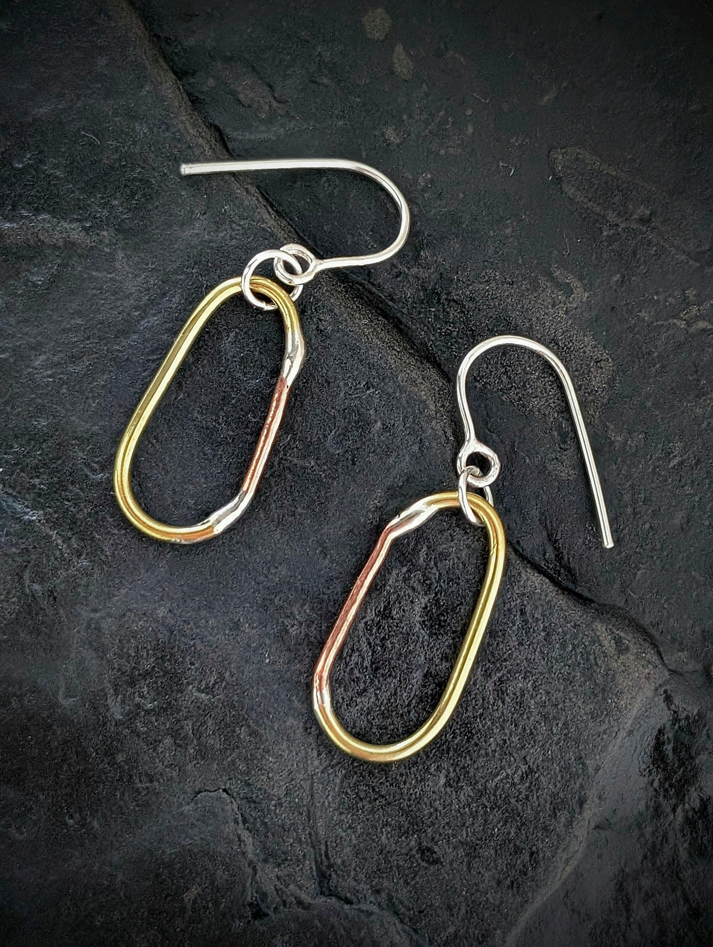 Mixed-Metal Hoop Earrings with Sterling Silver, Salvaged Brass & Washed-up Copper