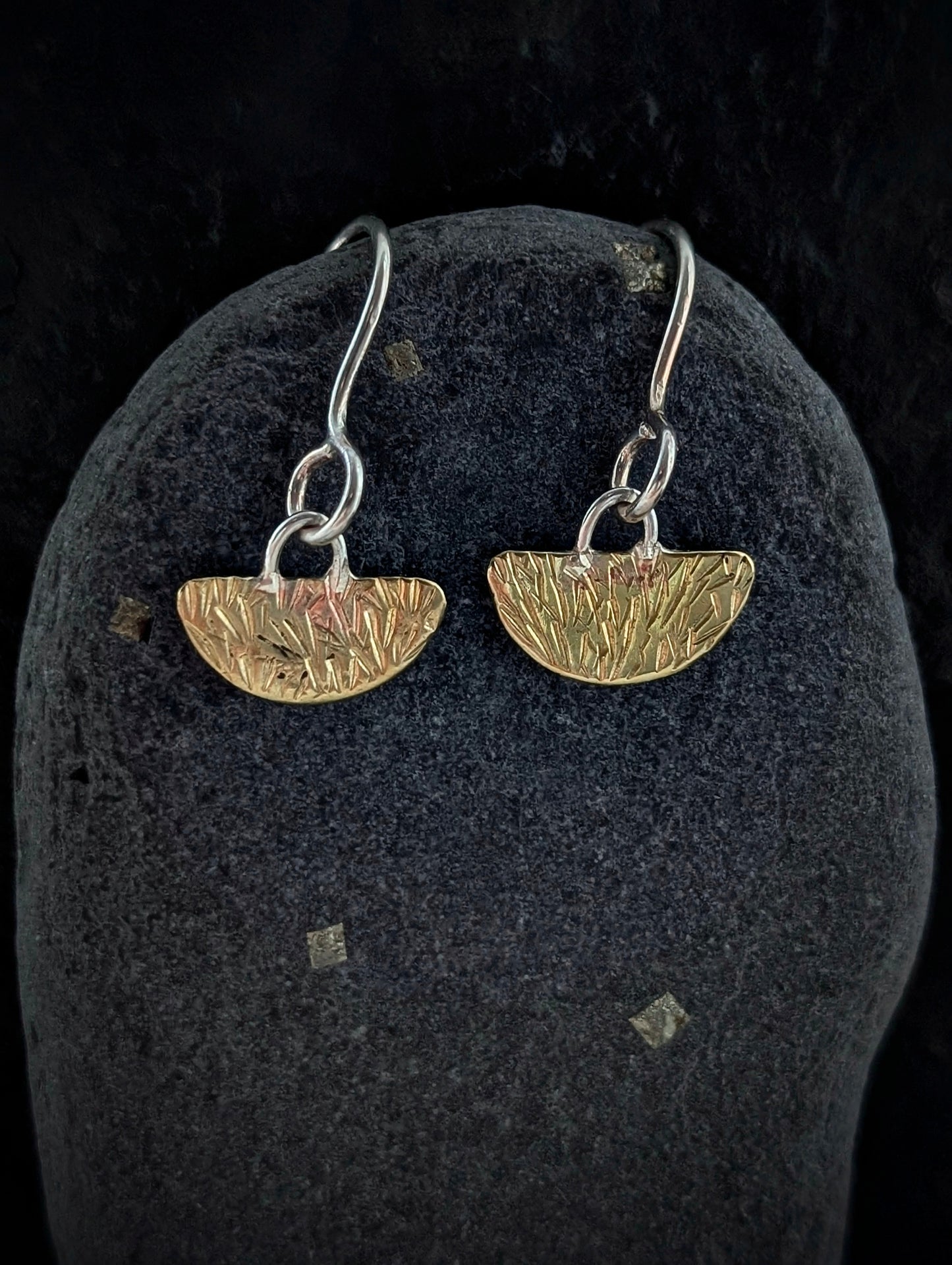 Stamped Scrap Brass & Sterling Silver Earrings