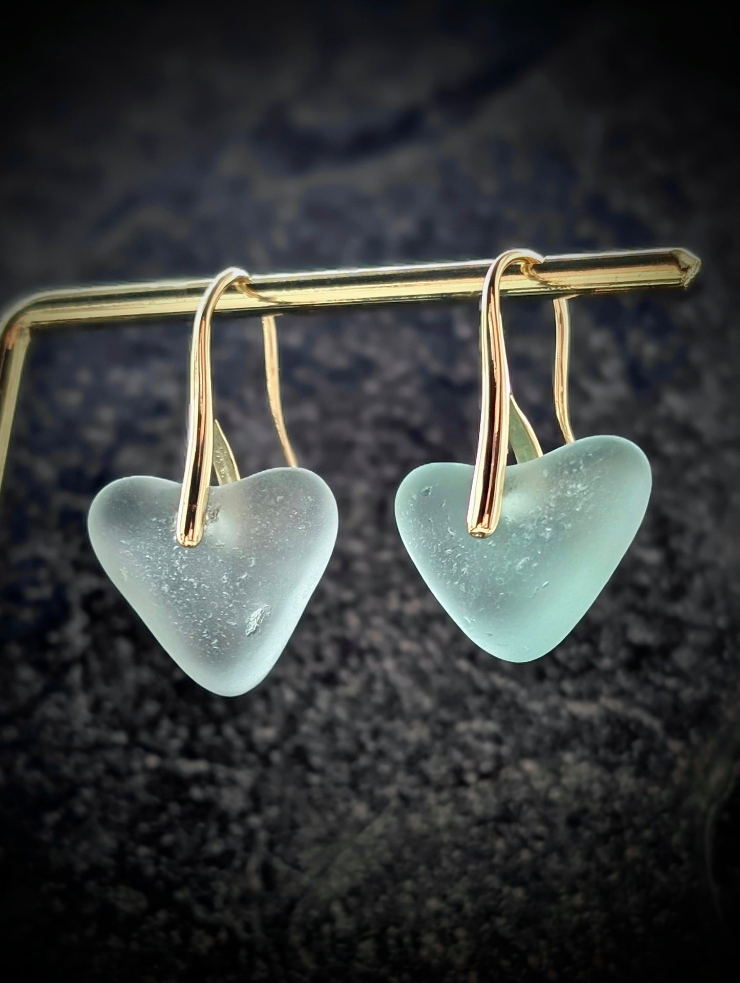 Gold Plated Edinburgh Sea Glass Heart Earrings