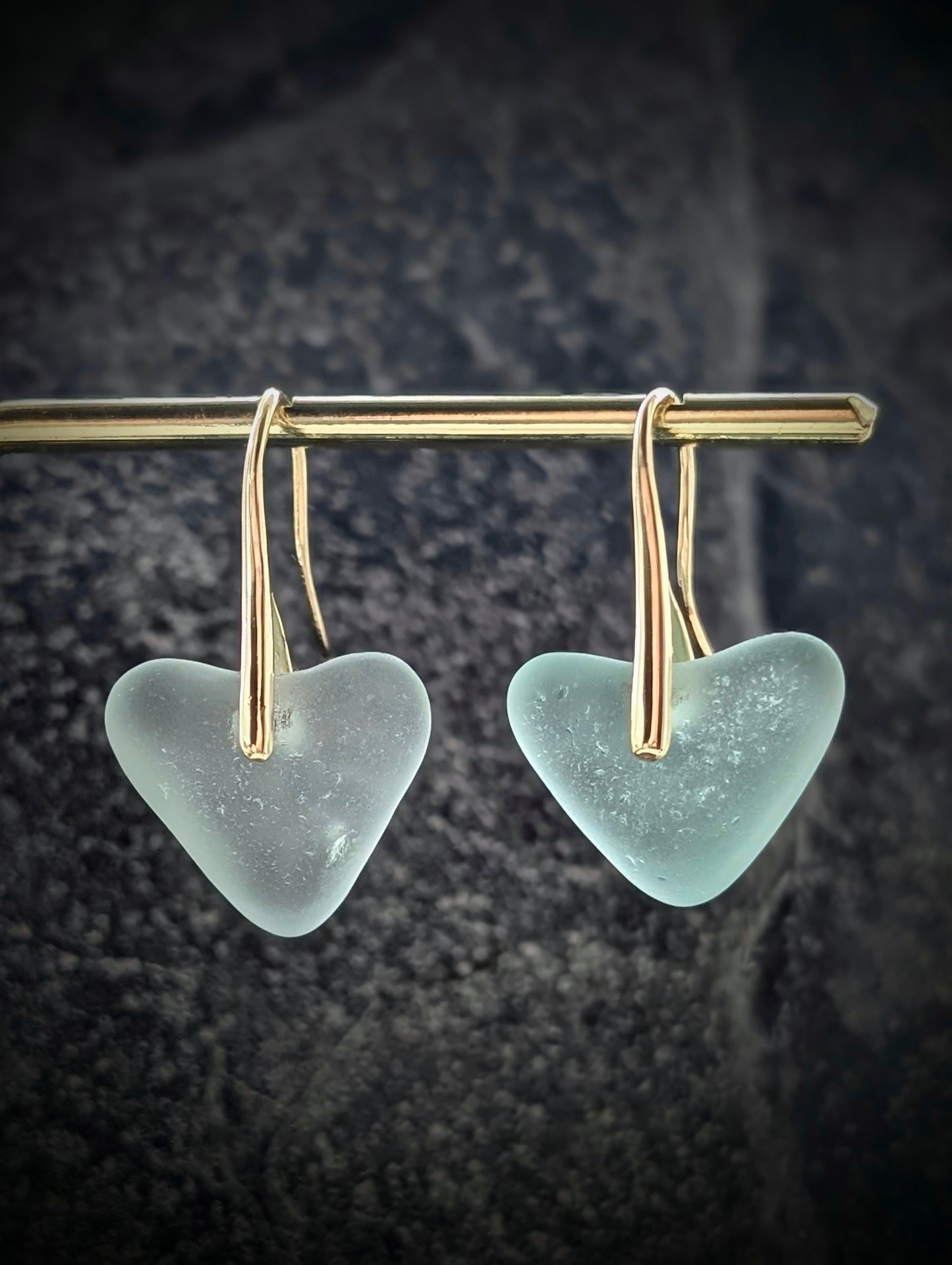 Gold Plated Edinburgh Sea Glass Heart Earrings
