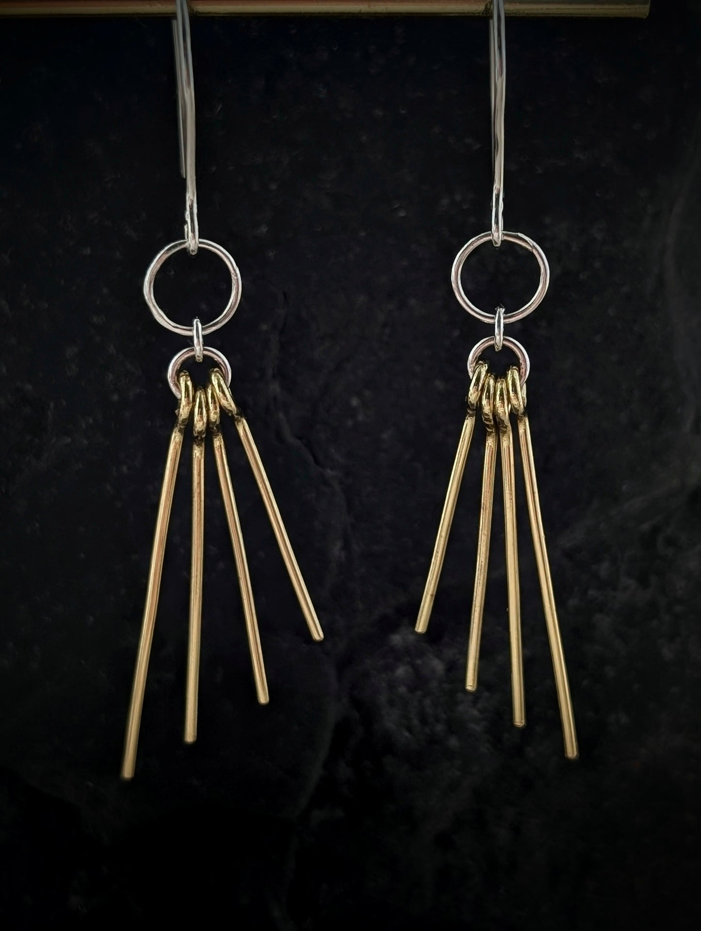 Sterling Silver & Brass Sun Ray Earrings