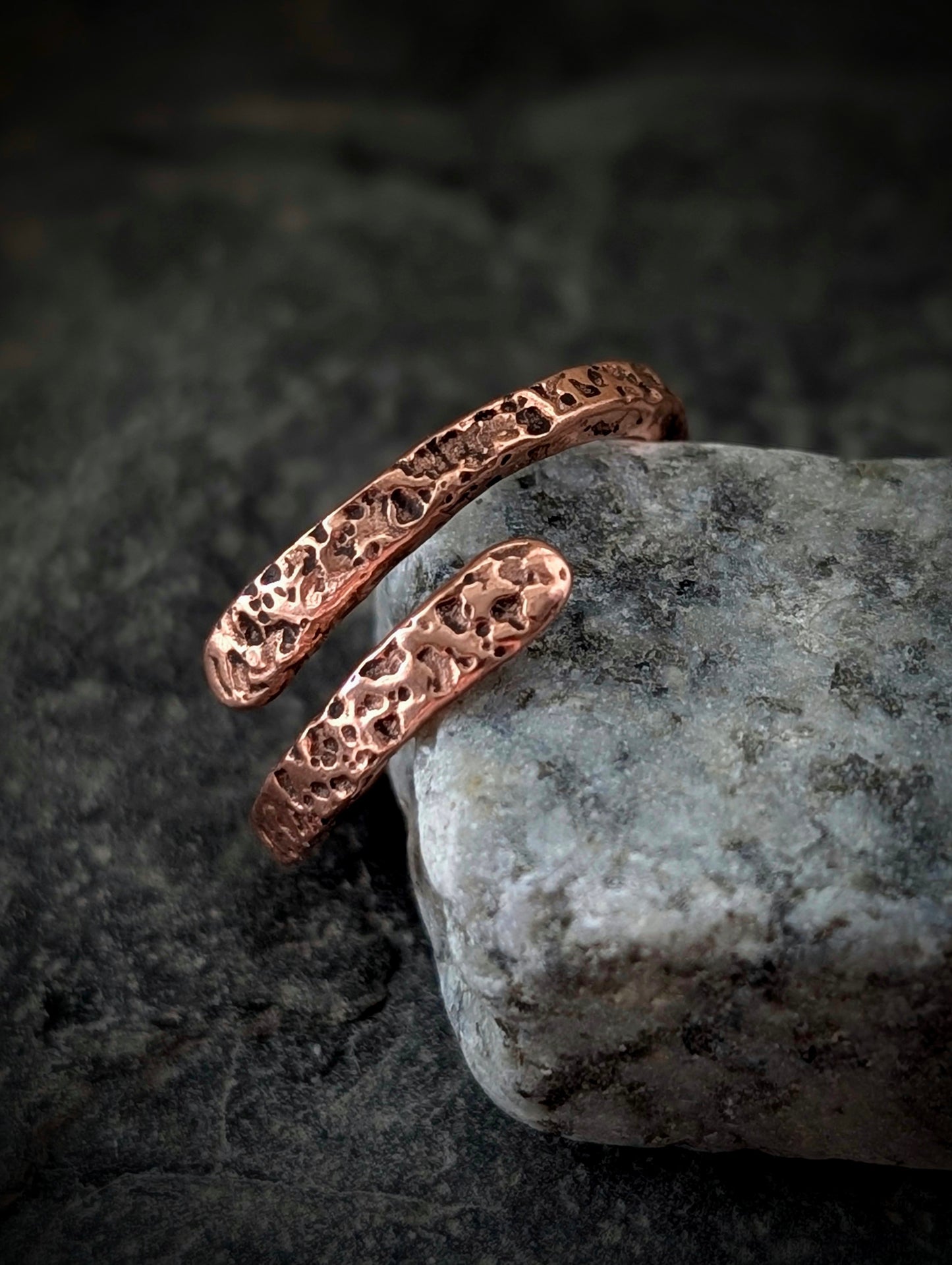 Textured Copper Adjustable Ring