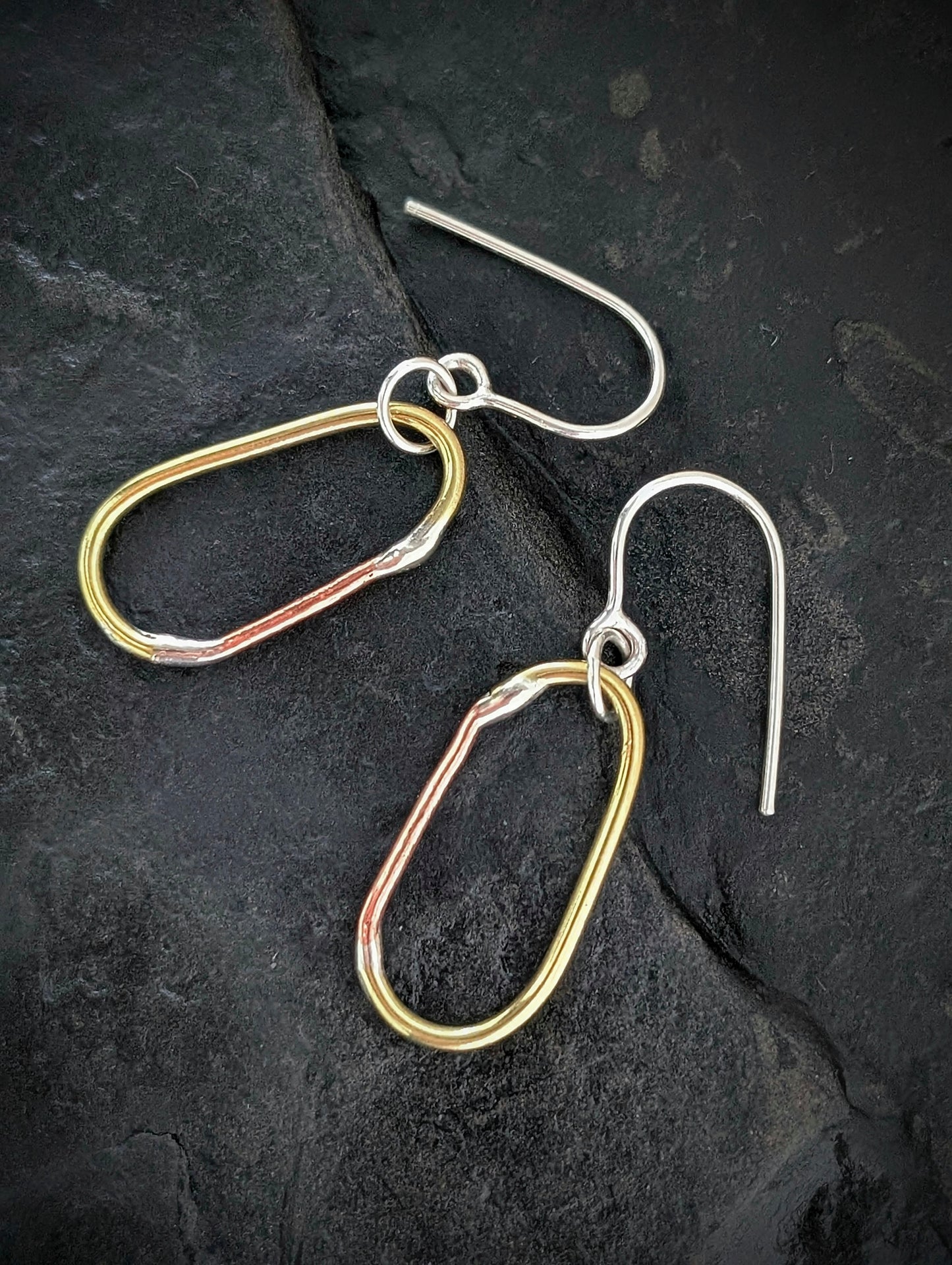 Mixed-Metal Hoop Earrings with Sterling Silver, Salvaged Brass & Washed-up Copper