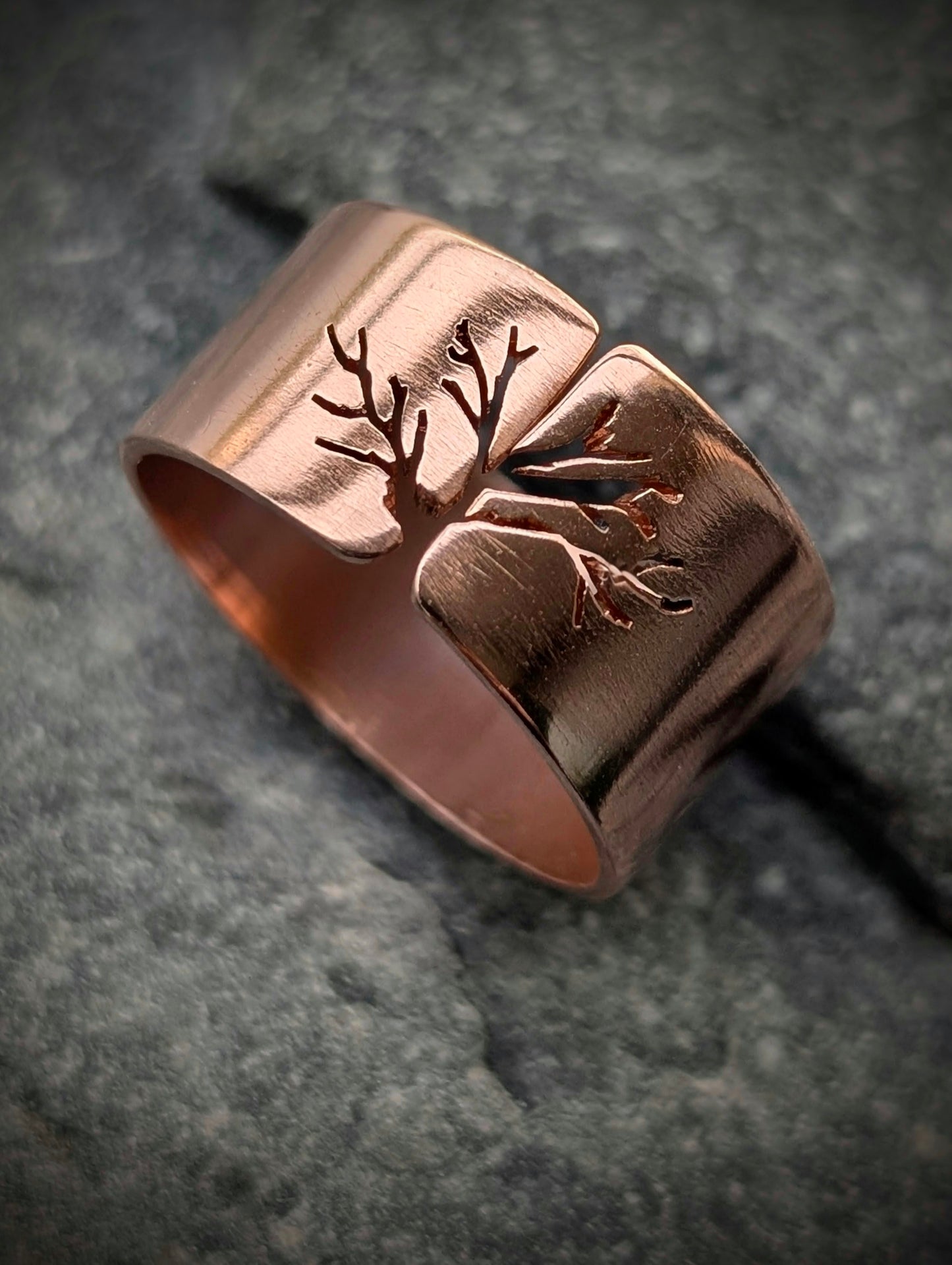 Men's Washed-up copper "Tree of Life" Adjustable Ring