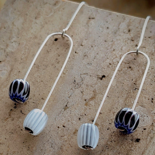 Sterling Silver Earrings with Glass Beads
