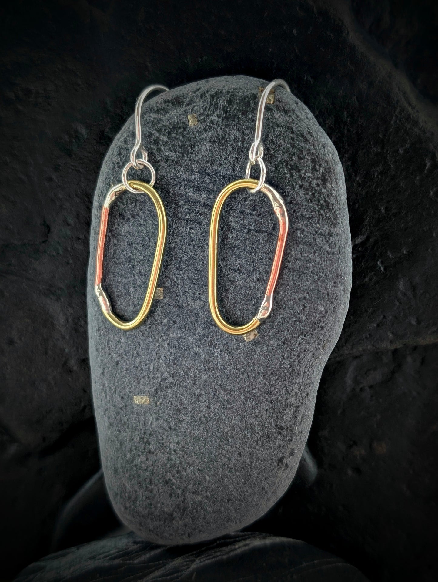 Mixed-Metal Hoop Earrings with Sterling Silver, Salvaged Brass & Washed-up Copper