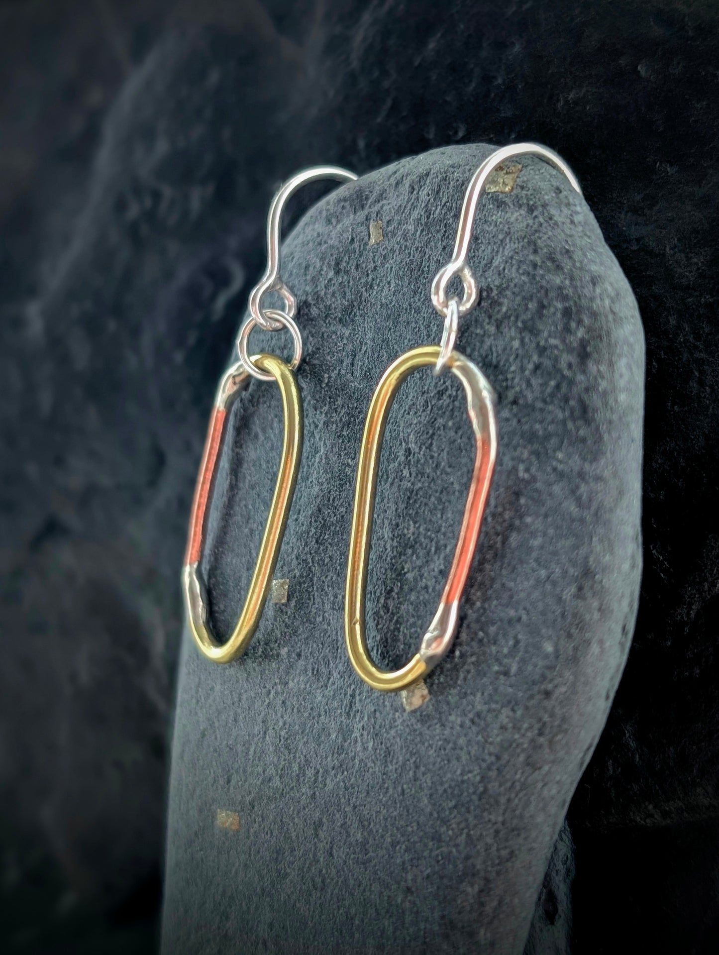 Mixed-Metal Hoop Earrings with Sterling Silver, Salvaged Brass & Washed-up Copper