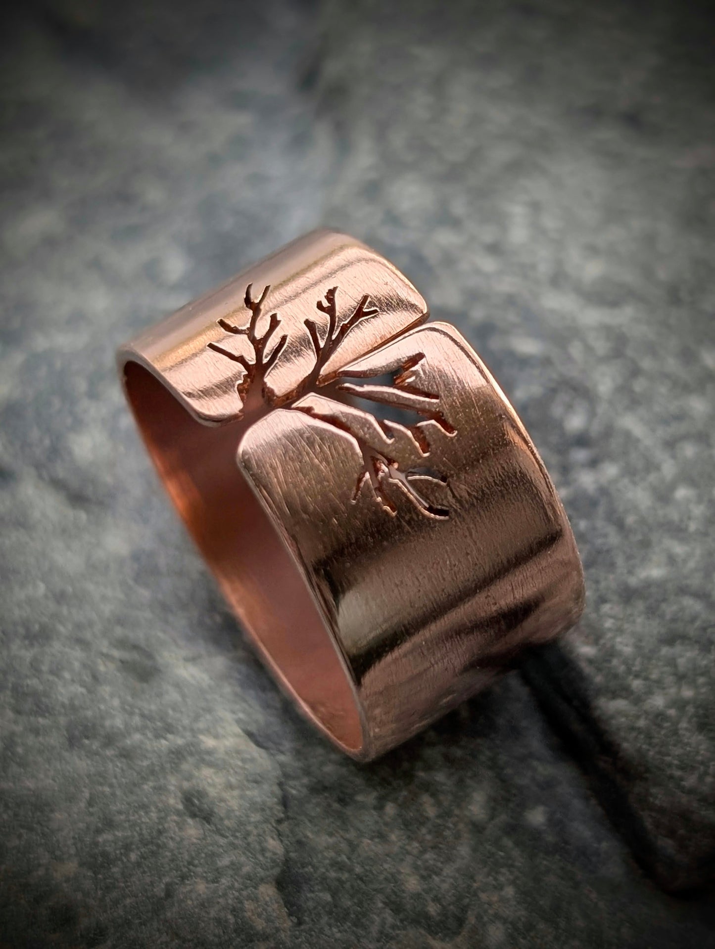 Men's Washed-up copper "Tree of Life" Adjustable Ring