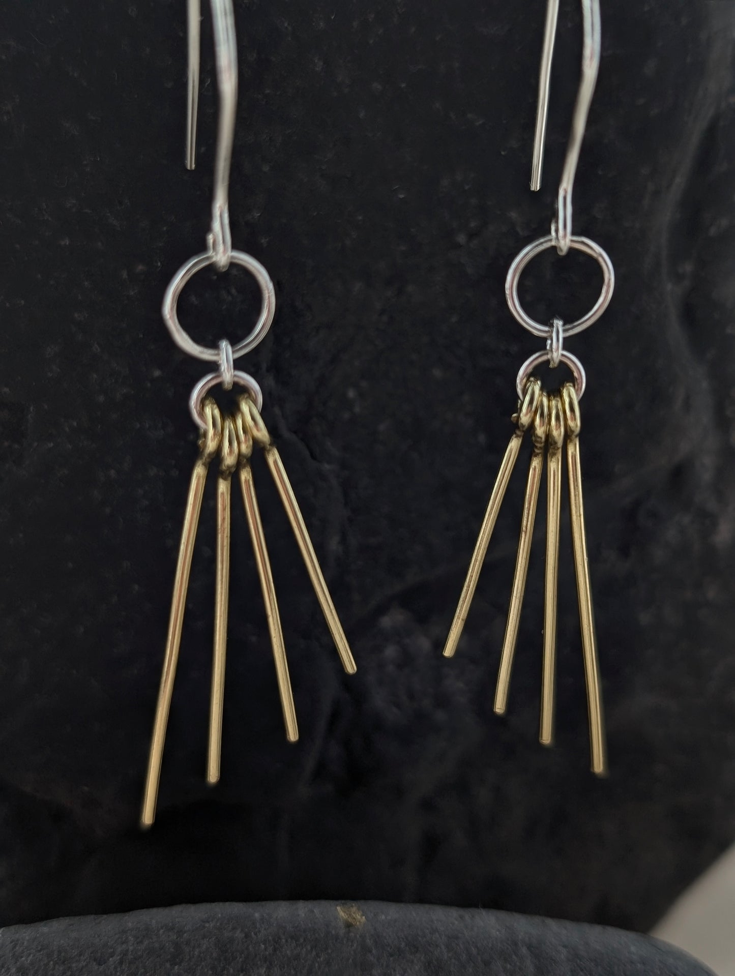 Sterling Silver & Brass Sun Ray Earrings