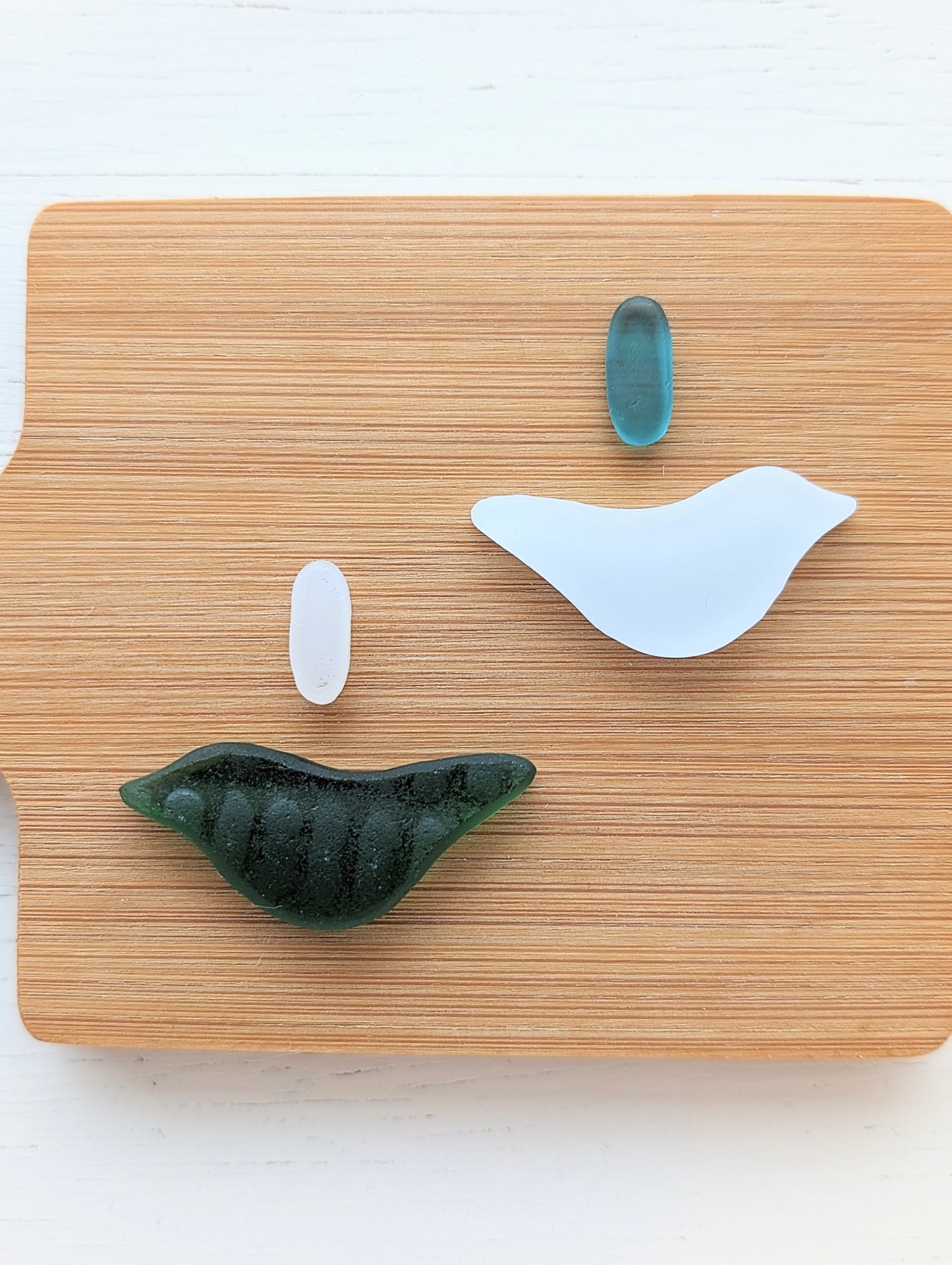"Hanging Birds" odd pairs: Hand-shaped Edinburgh Sea-Pieces - Sea Glass & Sea Pottery