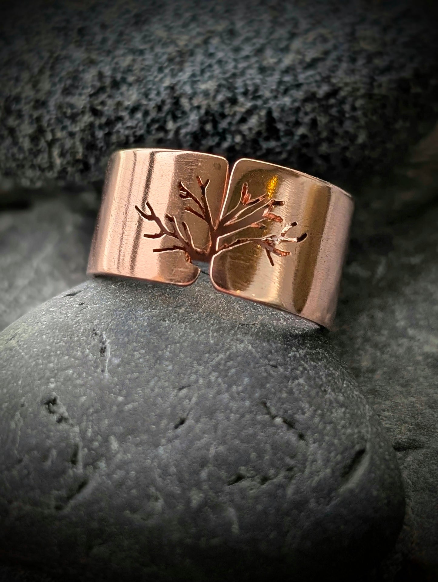 Men's Washed-up copper "Tree of Life" Adjustable Ring