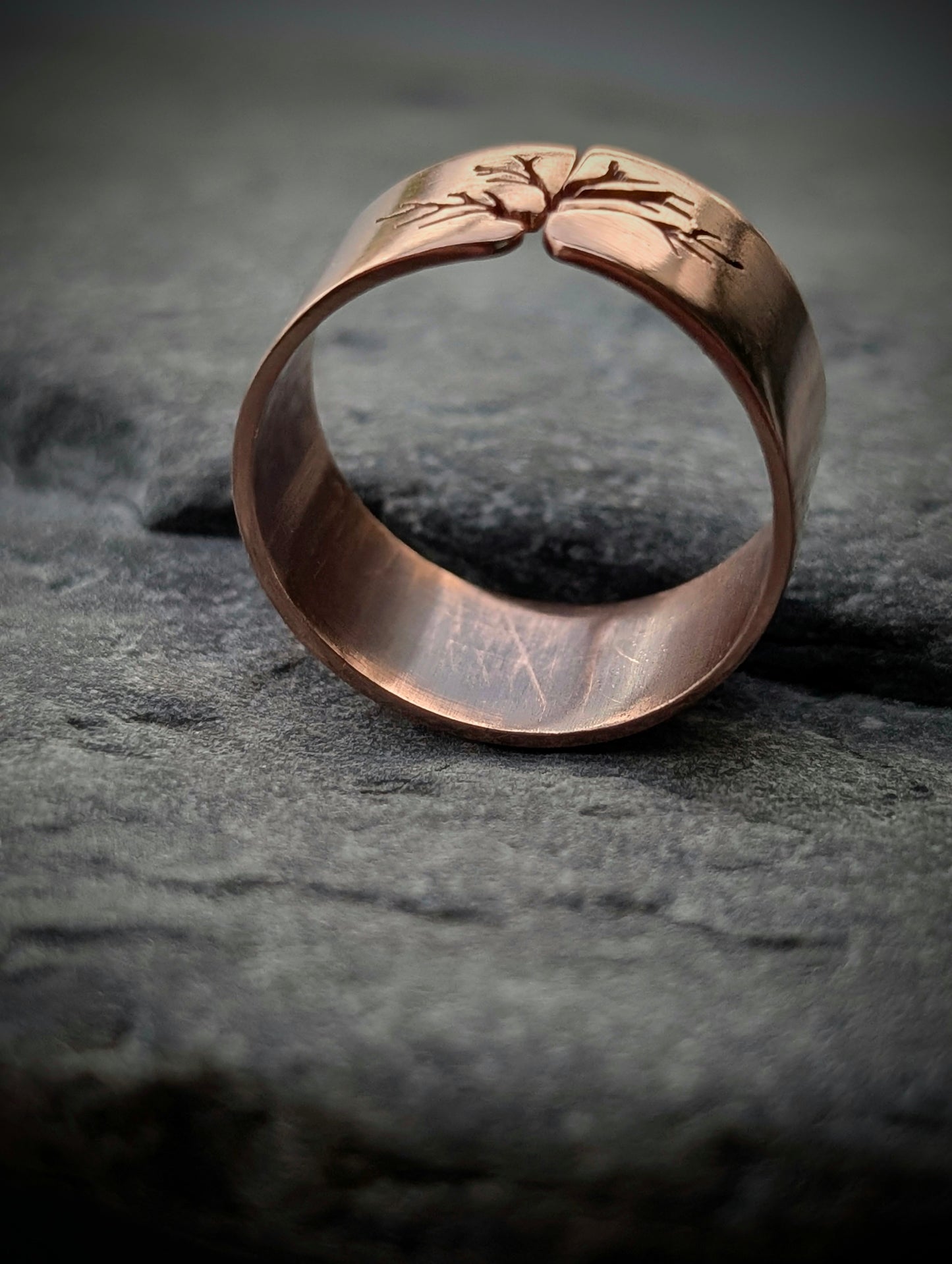 Men's Washed-up copper "Tree of Life" Adjustable Ring
