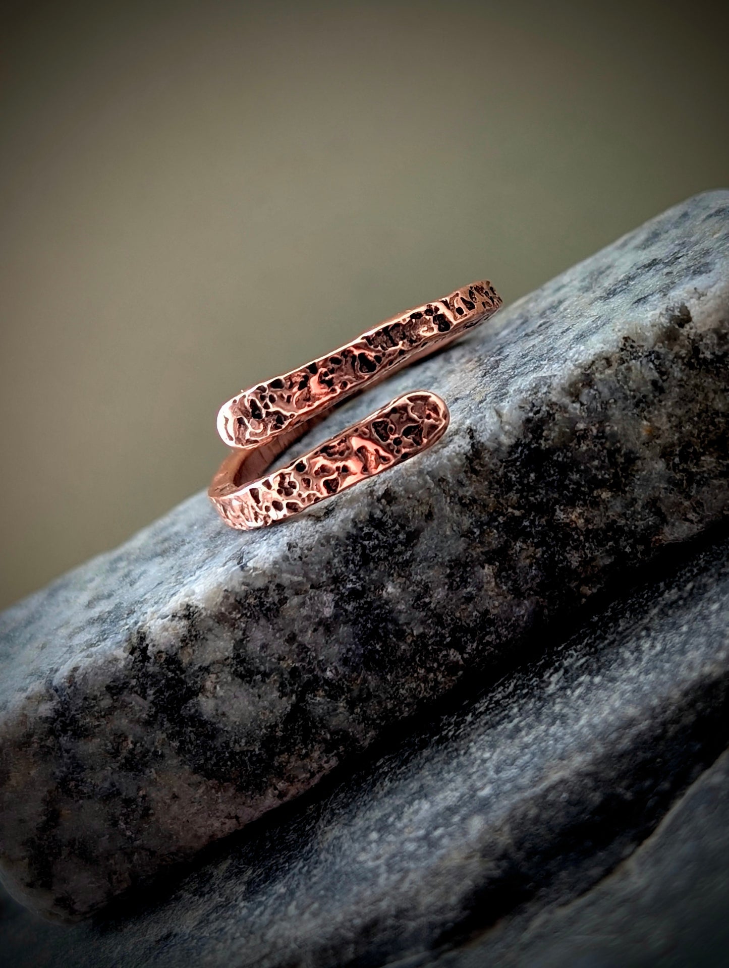 Textured Copper Adjustable Ring