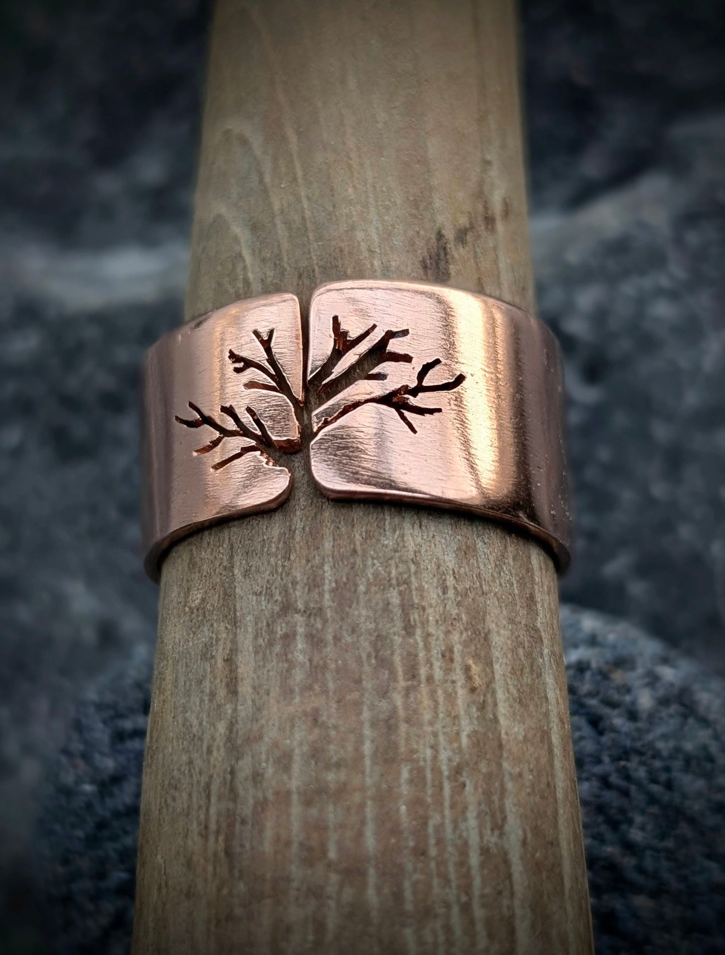 Men's Washed-up copper "Tree of Life" Adjustable Ring
