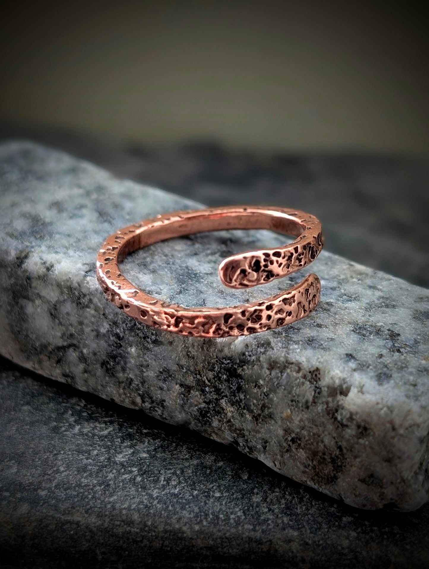 Textured Copper Adjustable Ring