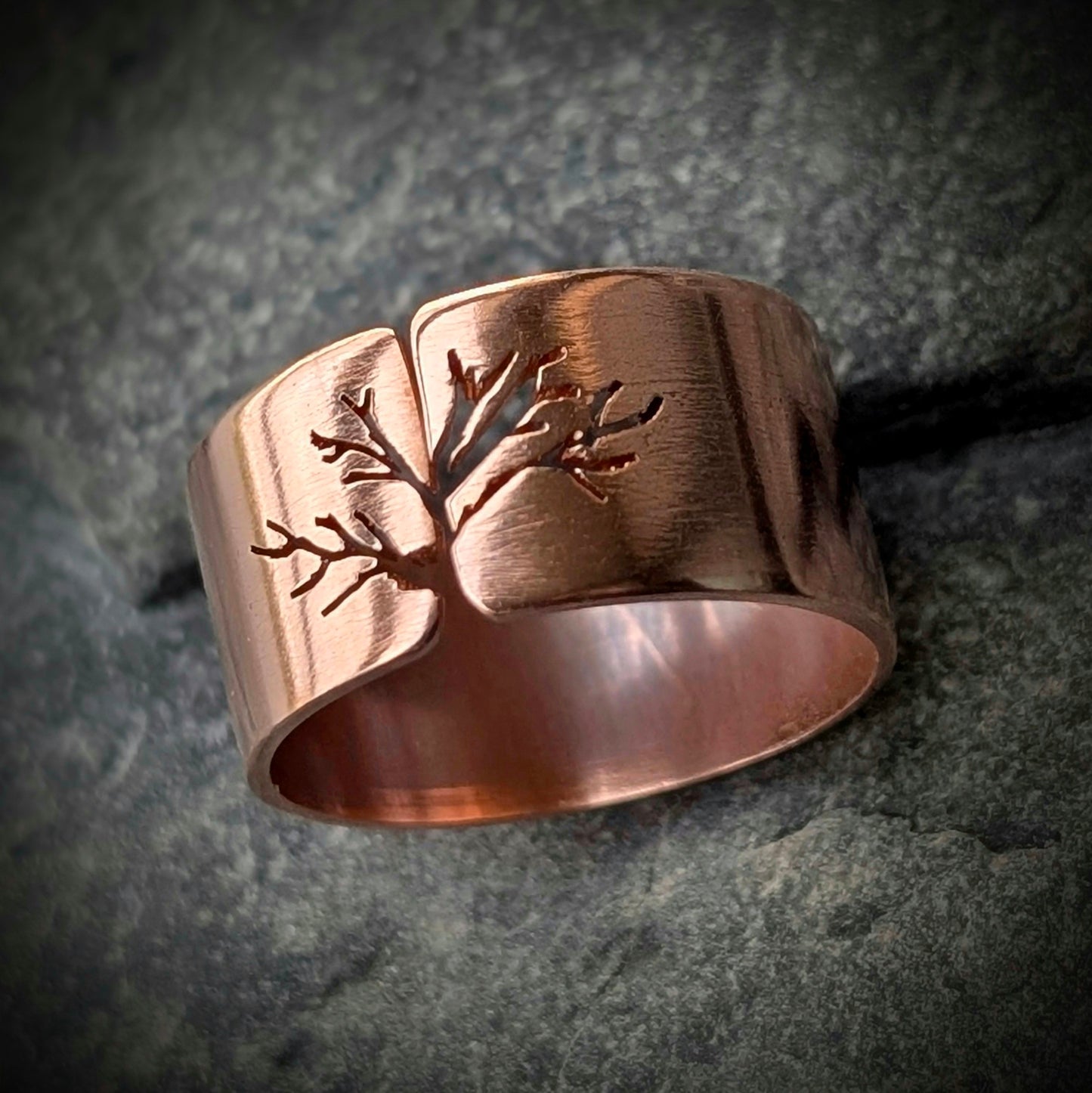 Men's Washed-up copper "Tree of Life" Adjustable Ring