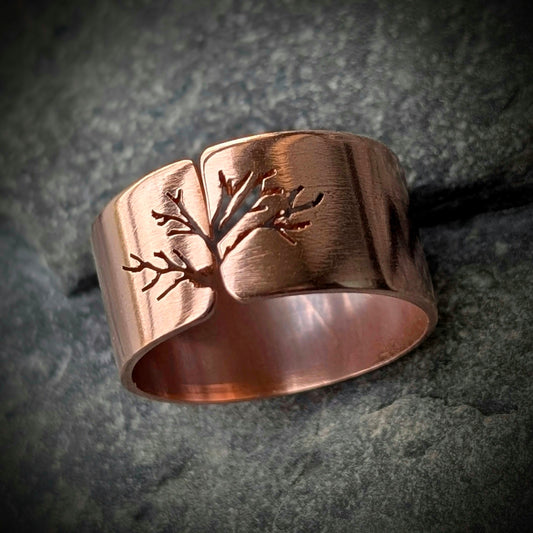 Men's Washed-up copper "Tree of Life" Adjustable Ring