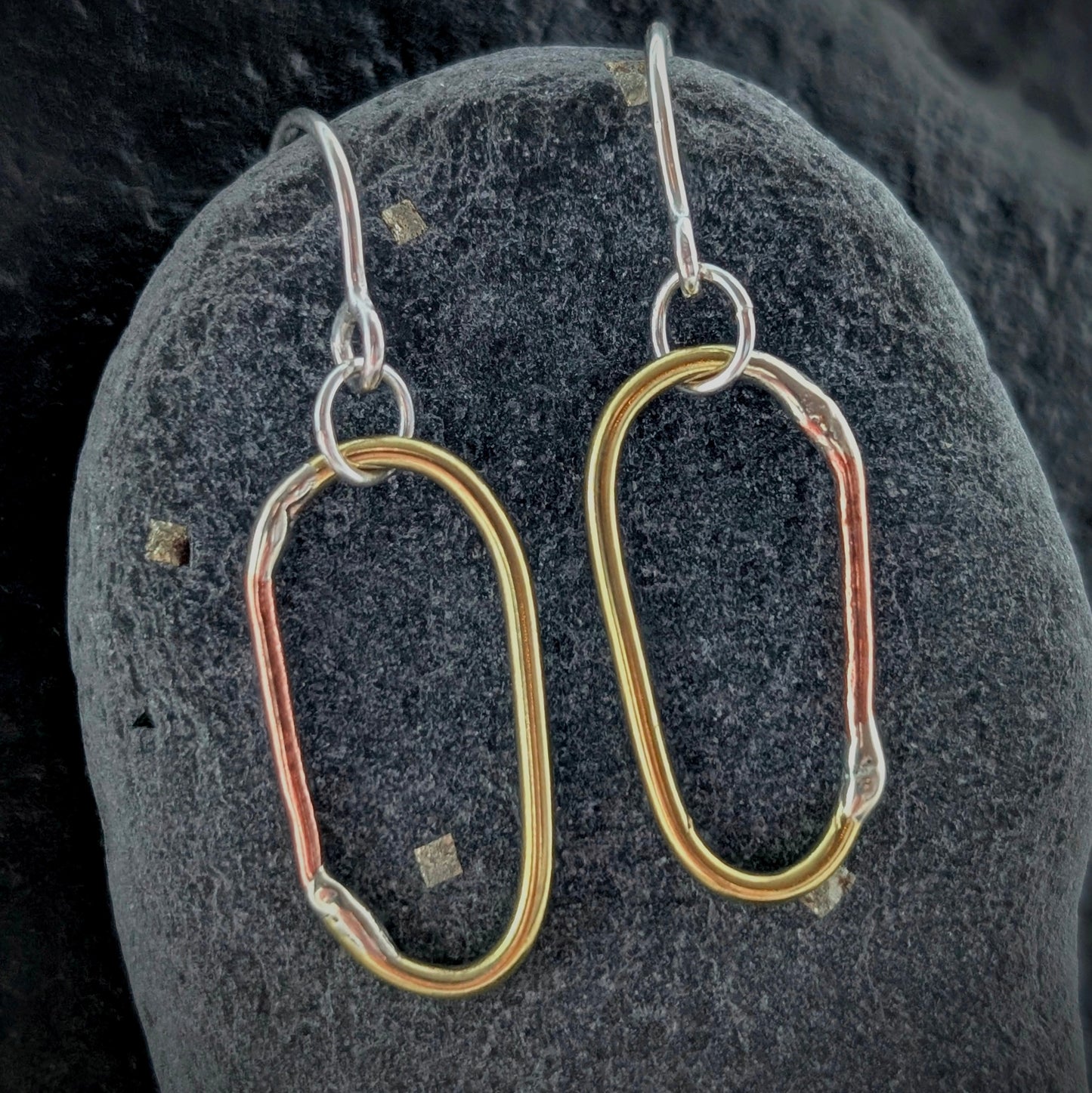 Mixed-Metal Hoop Earrings with Sterling Silver, Salvaged Brass & Washed-up Copper