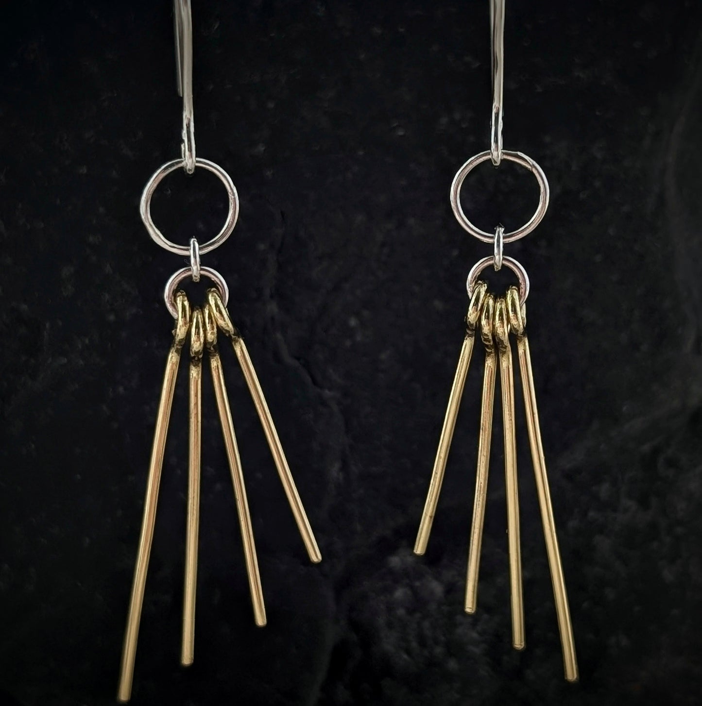 Sterling Silver & Brass Sun Ray Earrings