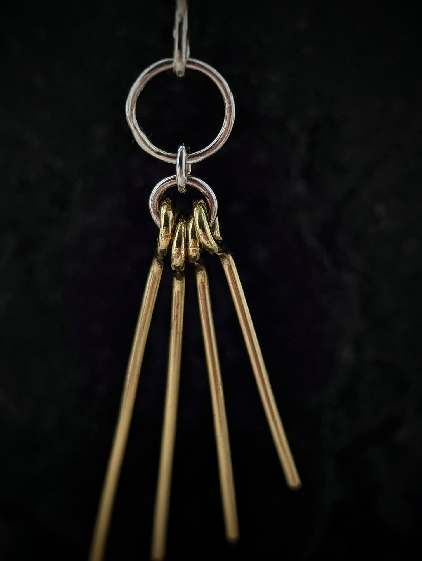 Sterling Silver & Brass Sun Ray Earrings