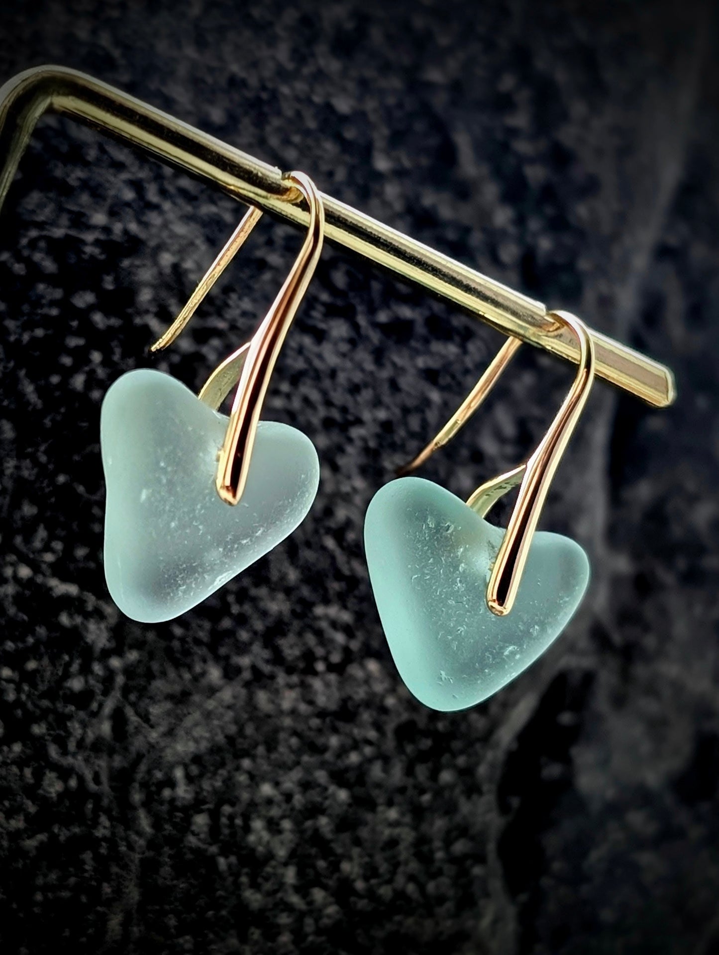 Gold Plated Edinburgh Sea Glass Heart Earrings